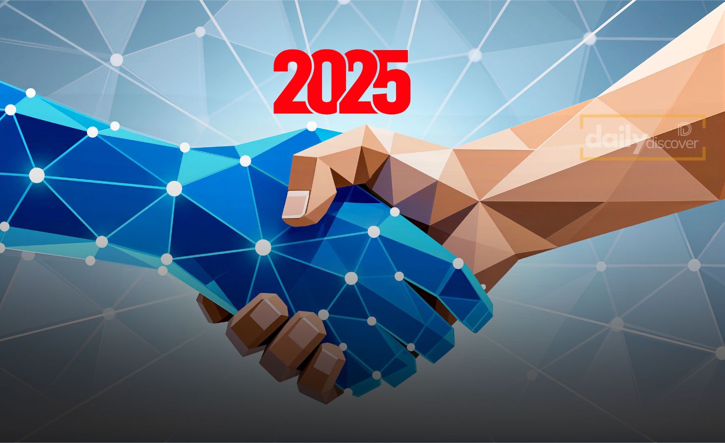 A digital representation of human brain and AI circuitry merging in 2025