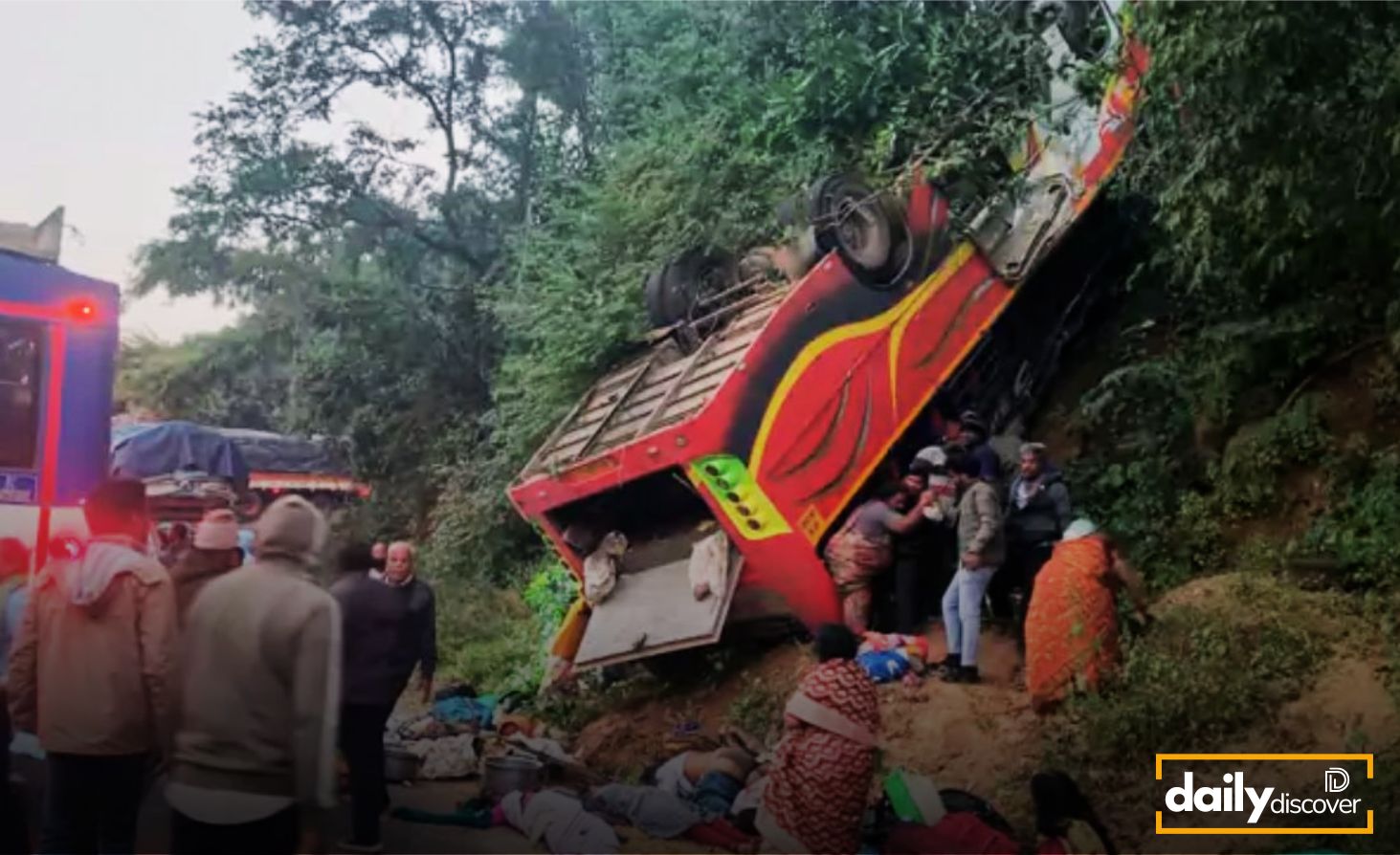 Rescue operation at the bus accident site on Chintoor-Maredumilli ghat road