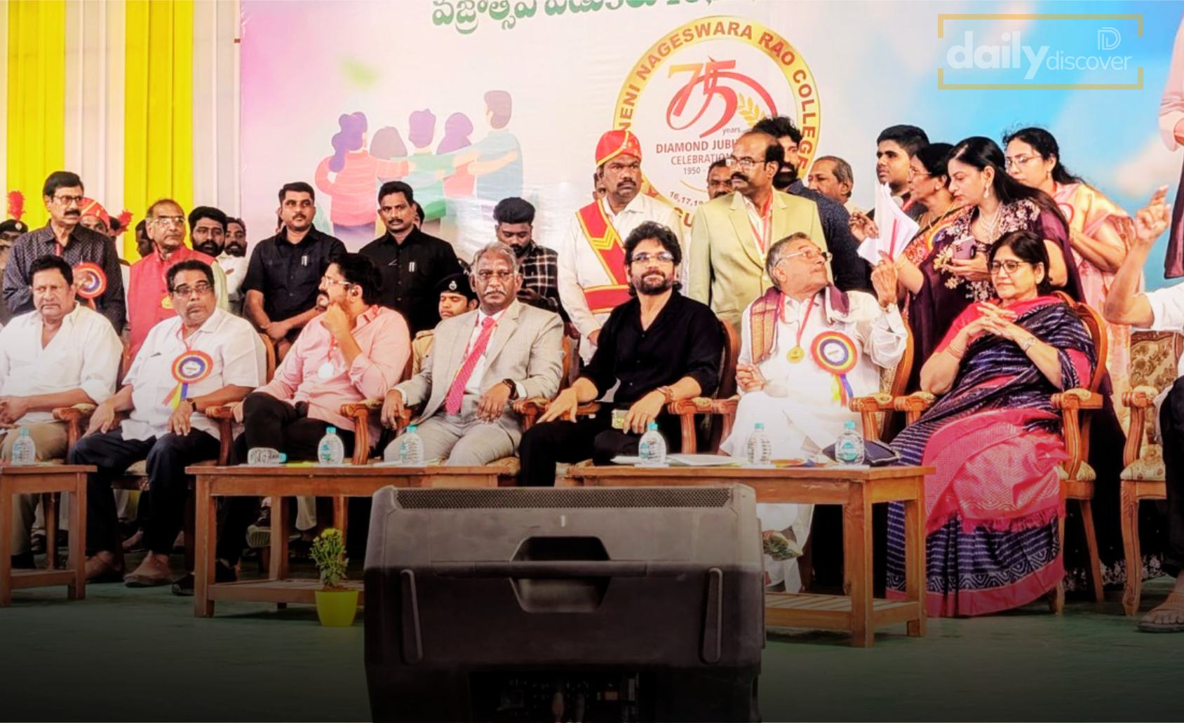 Akkineni Nagarjuna during his visit to ANR College Gudivada for Vajrotsavam