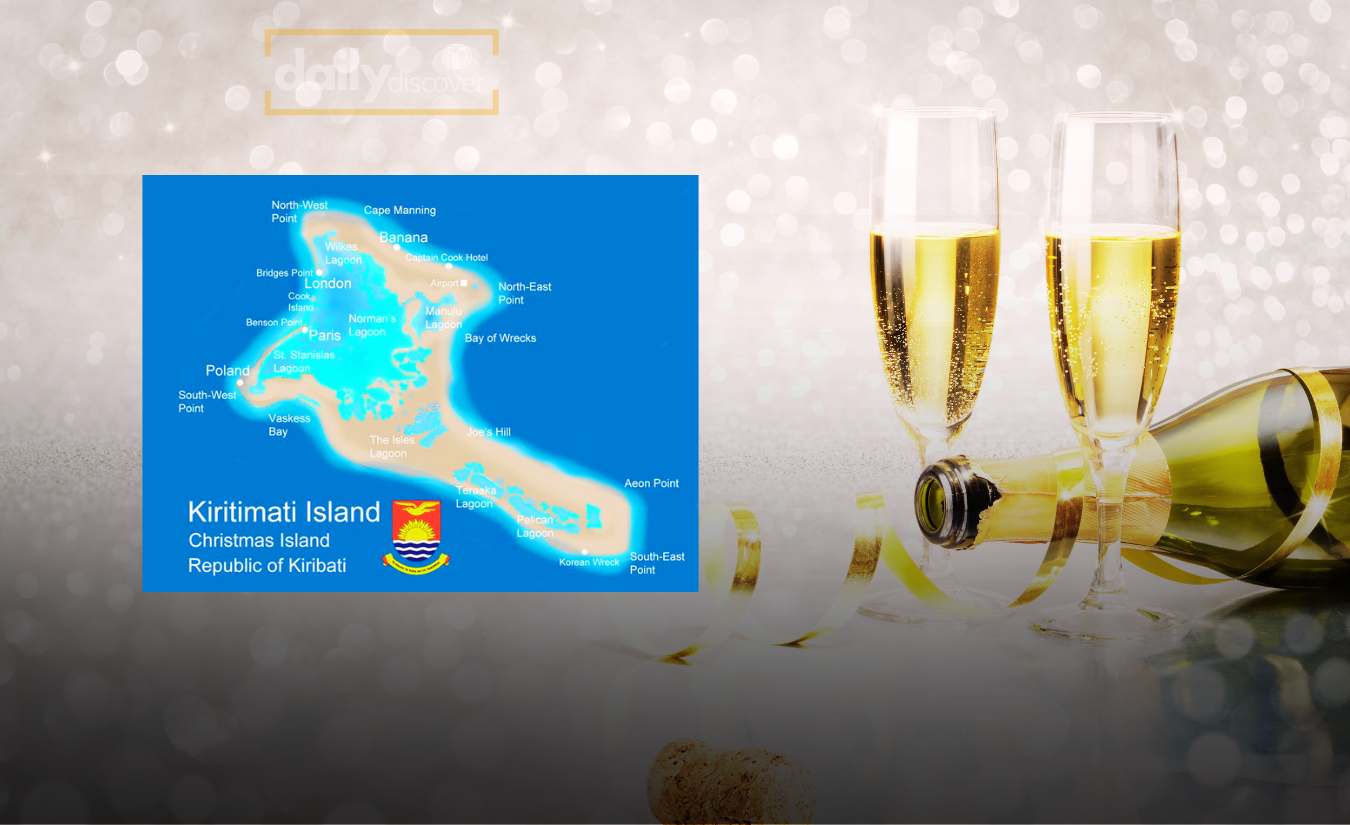 Fireworks over Kiribati island marking the start of New Year 2026