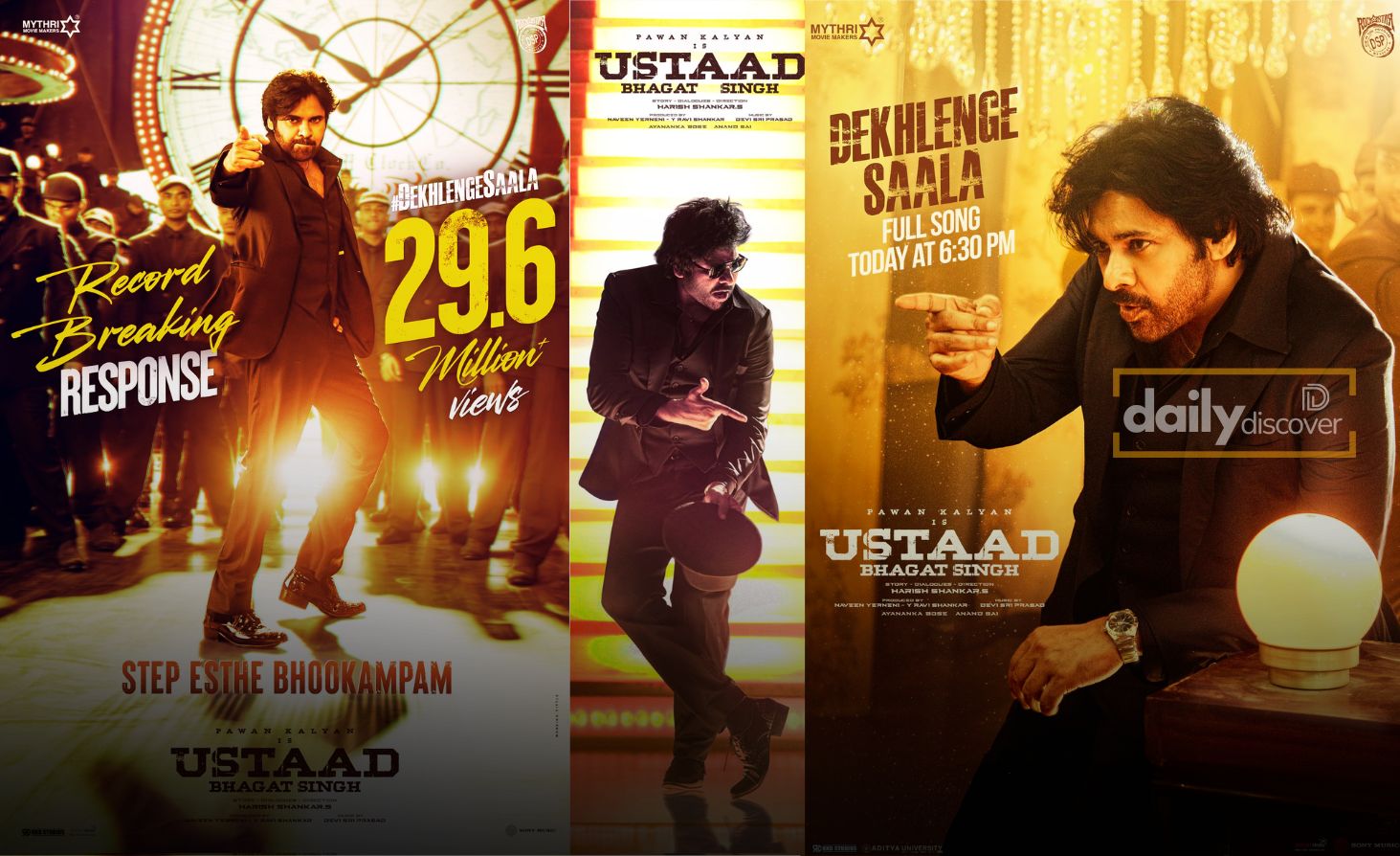 Pawan Kalyan dancing vigorously in the 'Dekh Lenge Saala' song from Ustaad Bhagat Singh