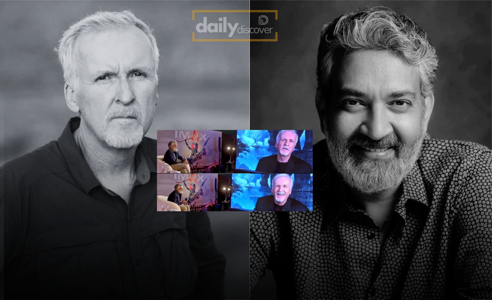 SS Rajamouli and James Cameron video call screenshot discussing Varanasi movie