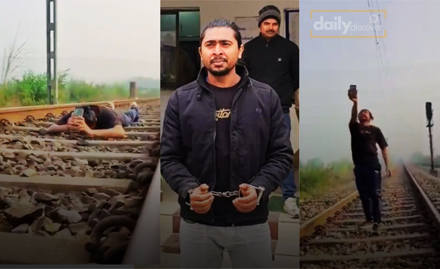 Visual of the dangerous train track stunt and the creator in police custody