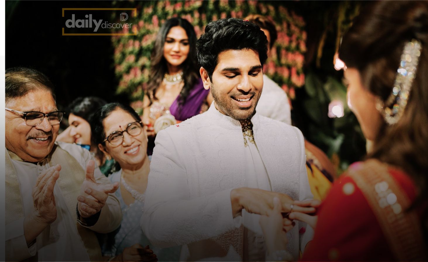 Allu Sirish and Nayanika during their engagement ceremony
