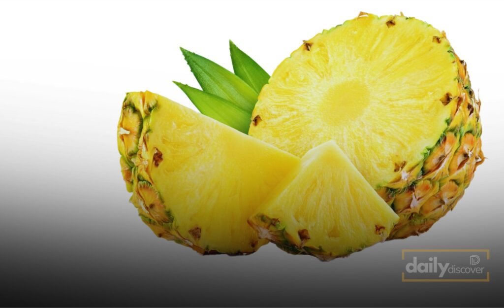 Fresh Pineapple slices and chunks on a cutting board