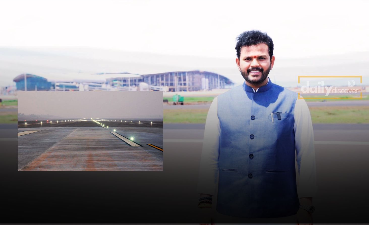 First Air India flight landing at Bhogapuram International Airport on a hazy morning