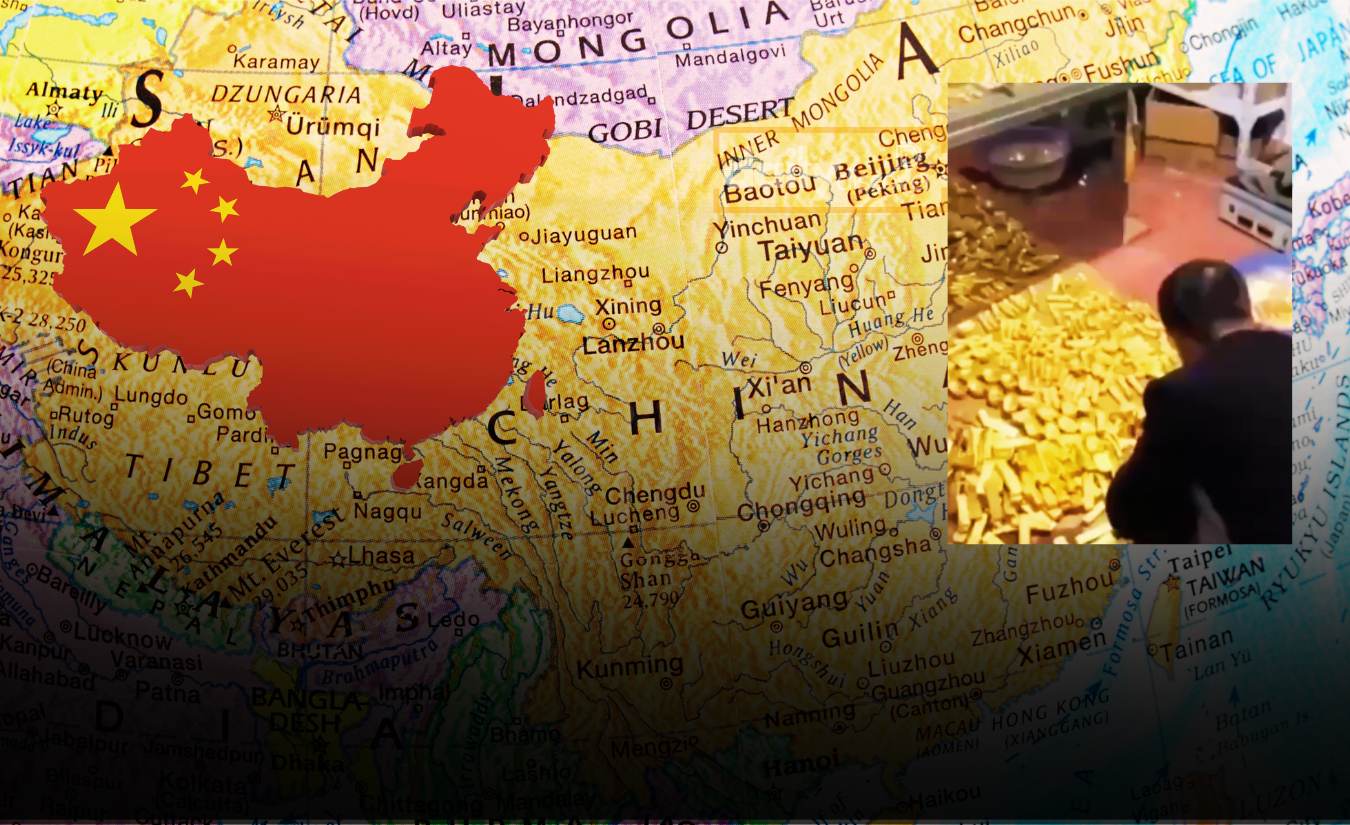 Stacks of gold bars found during a raid on a Chinese official's residence