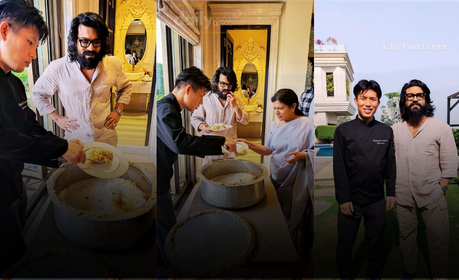Japanese chef Takamasa Osawa serving Biryani to Ram Charan and Upasana at their home